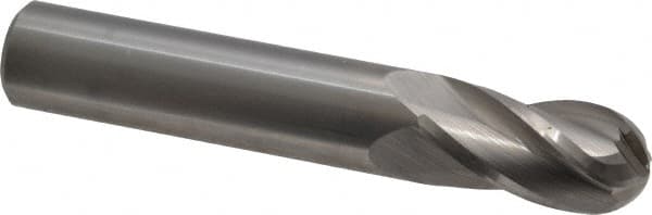 Hertel - 1/2" Diam, 1" LOC, 4 Flute Solid Carbide Ball End Mill - Uncoated, Single End, 3" OAL, 1/2" Shank Diam - Makers Industrial Supply