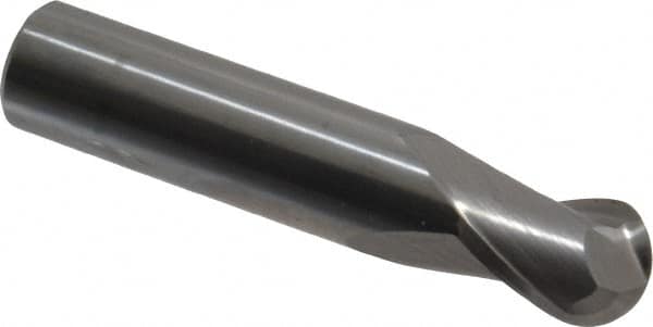 Hertel - 1/2" Diam, 5/8" LOC, 2 Flute Solid Carbide Ball End Mill - Uncoated, Single End, 2-1/2" OAL, 1/2" Shank Diam - Makers Industrial Supply