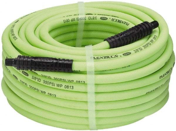 Legacy - 3/8" ID x 0.61" OD 100' Long Multipurpose Air Hose - MNPT x MNPT Ends, 300 Working psi, 140°, 1/4" Fitting, Green - Makers Industrial Supply