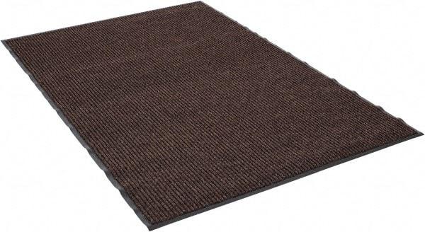 PRO-SAFE - 6 Ft. Long x 4 Ft. Wide, Poly Blended Carpet Surface, Ribbed Entrance Matting - 5/16 Inch Thick, Indoor, Medium Traffic, Vinyl, Brown - Makers Industrial Supply