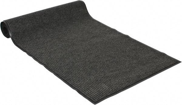 PRO-SAFE - 10 Ft. Long x 3 Ft. Wide, Poly Blended Carpet Surface, Ribbed Entrance Matting - 5/16 Inch Thick, Indoor, Medium Traffic, Vinyl, Gray - Makers Industrial Supply