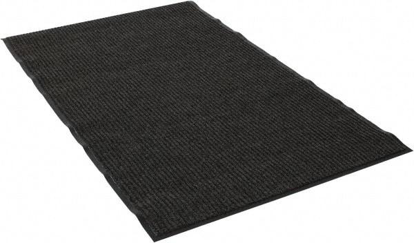 PRO-SAFE - 5 Ft. Long x 3 Ft. Wide, Poly Blended Carpet Surface, Ribbed Entrance Matting - 5/16 Inch Thick, Indoor, Medium Traffic, Vinyl, Gray - Makers Industrial Supply