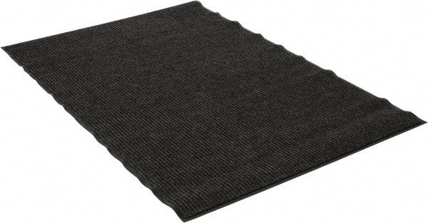 PRO-SAFE - 6 Ft. Long x 4 Ft. Wide, Poly Blended Carpet Surface, Ribbed Entrance Matting - 5/16 Inch Thick, Indoor, Medium Traffic, Vinyl, Gray - Makers Industrial Supply