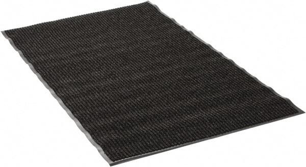 PRO-SAFE - 5 Ft. Long x 3 Ft. Wide, Poly Blended Carpet Surface, Ribbed Entrance Matting - 5/16 Inch Thick, Indoor, Medium Traffic, Vinyl, Black - Makers Industrial Supply