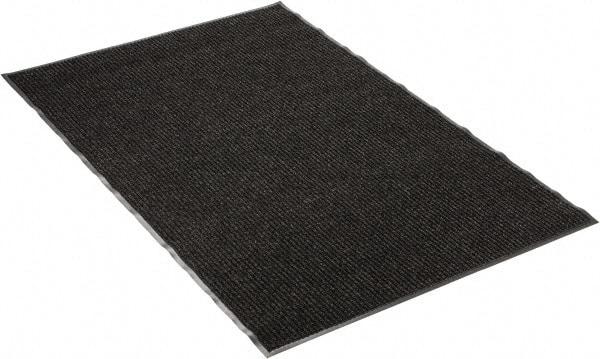 PRO-SAFE - 6 Ft. Long x 4 Ft. Wide, Poly Blended Carpet Surface, Ribbed Entrance Matting - 5/16 Inch Thick, Indoor, Medium Traffic, Vinyl, Black - Makers Industrial Supply