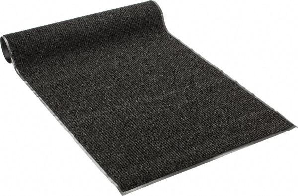 PRO-SAFE - 8 Ft. Long x 4 Ft. Wide, Poly Blended Carpet Surface, Ribbed Entrance Matting - 5/16 Inch Thick, Indoor, Medium Traffic, Vinyl, Black - Makers Industrial Supply