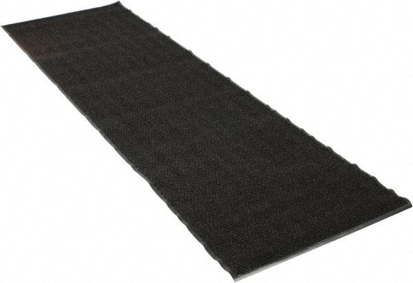 PRO-SAFE - 10 Ft. Long x 3 Ft. Wide, Poly Blended Carpet Surface, Chevron Ribbed Entrance Matting - 5/16 Inch Thick, Indoor, Medium Traffic, Vinyl, Charcoal, 4 Edged Side - Makers Industrial Supply