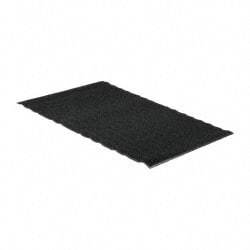 PRO-SAFE - 6 Ft. Long x 4 Ft. Wide, Poly Blended Carpet Surface, Chevron Ribbed Entrance Matting - 5/16 Inch Thick, Indoor, Medium Traffic, Vinyl, Charcoal, 4 Edged Side - Makers Industrial Supply