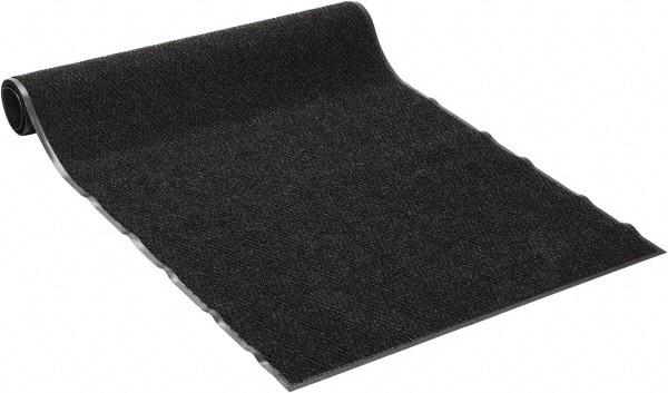 PRO-SAFE - 8 Ft. Long x 4 Ft. Wide, Poly Blended Carpet Surface, Chevron Ribbed Entrance Matting - 5/16 Inch Thick, Indoor, Medium Traffic, Vinyl, Charcoal, 4 Edged Side - Makers Industrial Supply