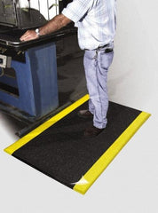 PRO-SAFE - 20' Long x 2' Wide, Dry Environment, Anti-Fatigue Matting - Black with Yellow Borders, Urethane with Vinyl Sponge Base, Beveled on 4 Sides - Makers Industrial Supply