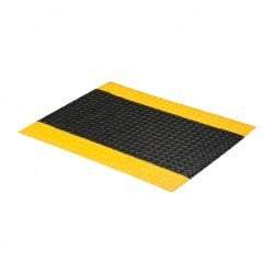 PRO-SAFE - 3' Long x 2' Wide, Dry Environment, Anti-Fatigue Matting - Black with Yellow Borders, Vinyl with Vinyl Sponge Base, Beveled on 4 Sides - Makers Industrial Supply