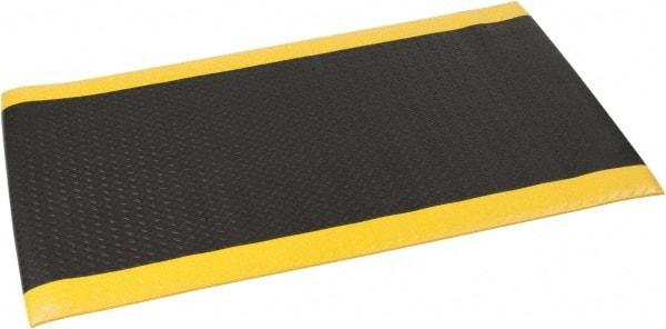 PRO-SAFE - 5' Long x 3' Wide, Dry Environment, Anti-Fatigue Matting - Black with Yellow Borders, Vinyl with Vinyl Sponge Base, Beveled on 4 Sides - Makers Industrial Supply