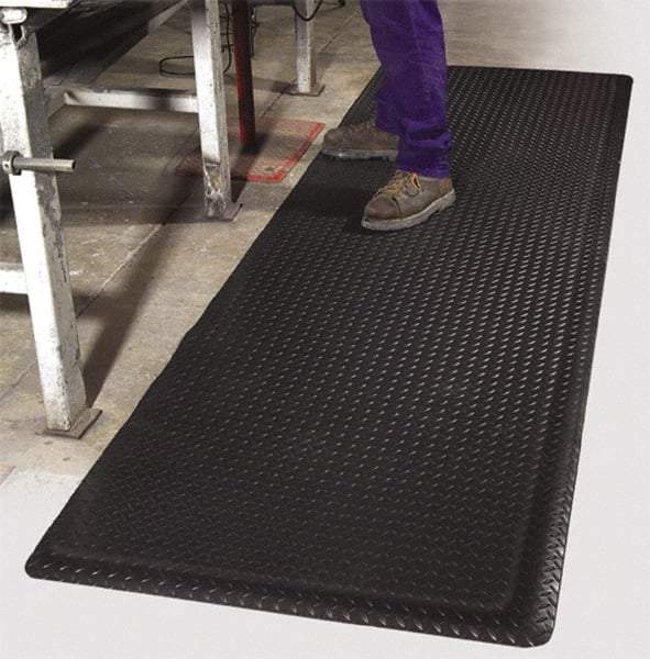 PRO-SAFE - 12' Long x 3' Wide, Dry Environment, Anti-Fatigue Matting - Black, Vinyl with Vinyl Sponge Base, Beveled on 4 Sides - Makers Industrial Supply