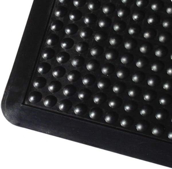 PRO-SAFE - 3' Long x 2' Wide, Dry Environment, Anti-Fatigue Matting - Black, Natural Rubber with Rubber Base, Rounded on 4 Sides - Makers Industrial Supply