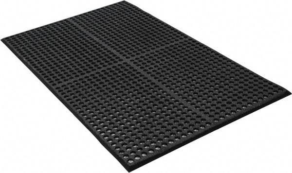 PRO-SAFE - 5' Long x 3' Wide, Dry/Wet Environment, Anti-Fatigue Matting - Black, SBR Rubber with Rubber Base, Beveled on 4 Sides - Makers Industrial Supply