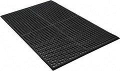 PRO-SAFE - 5' Long x 3' Wide, Dry/Wet Environment, Anti-Fatigue Matting - Black, SBR Rubber with Rubber Base, Beveled on 4 Sides - Makers Industrial Supply