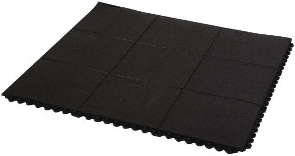 PRO-SAFE - 3' Long x 3' Wide x 5/8" Thick, Anti-Fatigue Modular Matting Tiles - 2 Interlocking Sides, Black, For Dry & Wet Areas, Series Pro-Safe - Makers Industrial Supply