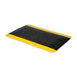 PRO-SAFE - 3' Long x 2' Wide, Dry Environment, Anti-Fatigue Matting - Black with Yellow Borders, Vinyl with Vinyl Sponge Base, Beveled on 4 Sides - Makers Industrial Supply