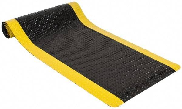 PRO-SAFE - 10' Long x 3' Wide, Dry Environment, Anti-Fatigue Matting - Black with Yellow Borders, Vinyl with Vinyl Sponge Base, Beveled on 4 Sides - Makers Industrial Supply