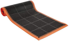 PRO-SAFE - 10' Long x 3' Wide, Dry/Wet Environment, Anti-Fatigue Matting - Black with Orange Borders, Natural Rubber with Rubber Base, Beveled on 4 Sides - Makers Industrial Supply