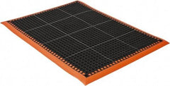 PRO-SAFE - 3' Wide, Dry/Wet Environment, Anti-Fatigue Matting - Black with Orange Borders, Natural Rubber with Rubber Base, Beveled on 4 Sides - Makers Industrial Supply