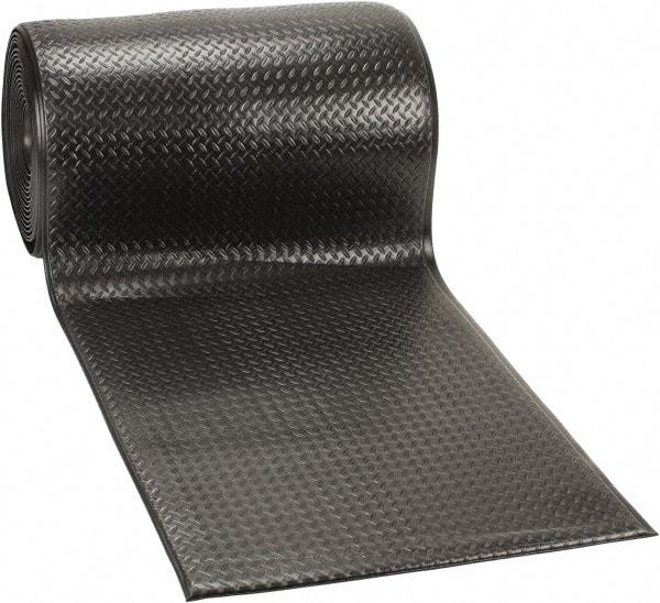 PRO-SAFE - 60' Long x 3' Wide, Dry Environment, Anti-Fatigue Matting - Black, Vinyl with Vinyl Sponge Base, Beveled on 4 Sides - Makers Industrial Supply