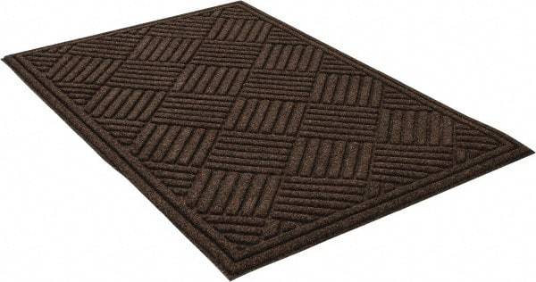 PRO-SAFE - 3 Ft. Long x 2 Ft. Wide, Poly Blended Carpet Surface, Raised Diamond Pattern Entrance Matting - 1/4 Inch Thick, Indoor, Heavy Traffic, Recycled Rubber, Walnut - Makers Industrial Supply