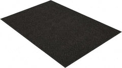 PRO-SAFE - 6 Ft. Long x 4 Ft. Wide, Poly Blended Carpet Surface, Raised Diamond Pattern Entrance Matting - 1/4 Inch Thick, Indoor, Heavy Traffic, Recycled Rubber, Black - Makers Industrial Supply