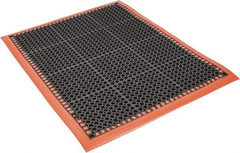 PRO-SAFE - 3' Wide, Dry/Wet Environment, Anti-Fatigue Matting - Black with Orange Borders, Natural Rubber with Rubber Base, Beveled on 4 Sides - Makers Industrial Supply