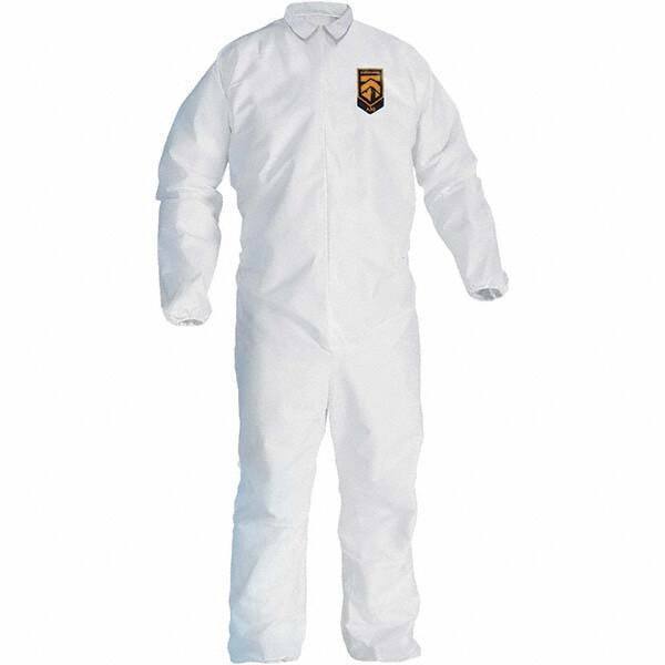 KleenGuard - Size L SMS General Purpose Coveralls - White, Zipper Closure, Elastic Cuffs, Elastic Ankles, Seamless - Makers Industrial Supply