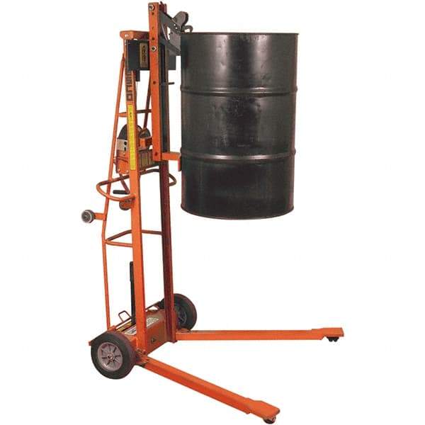 Wesco Industrial Products - 750 Lb Load Capacity, 30, 55 & 85 Gal Drum Lifter - 30" Wide x 70-3/4" High, 2 Steel Wheels - Makers Industrial Supply