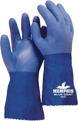 MCR Safety - Size M (8), 12" Long, 80 mil Thick, Supported, PVC Chemical Resistant Gloves - Rough Finish, Interlock Knit Lined, Blue - Makers Industrial Supply