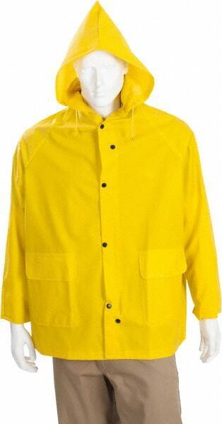 MCR Safety - Size 5XL, Yellow, Rain Jacket - 2 Pockets, Attached Hood - Makers Industrial Supply