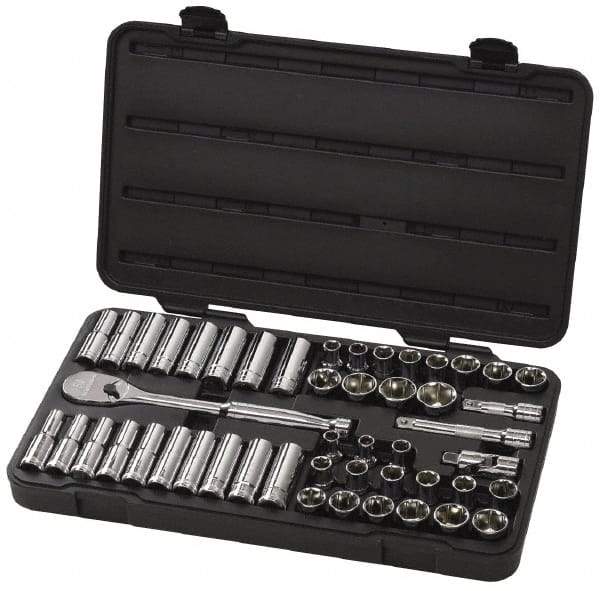 GearWrench - 49 Piece 1/2" Drive Deep Well Socket Set - 6 Points, 7/16" to 1-1/8" (10mm to 24mm) Range, Inch/Metric Measurement Standard - Makers Industrial Supply