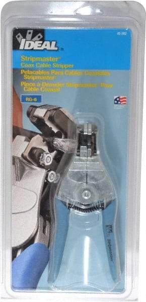 Ideal - RG-6 Max Capacity Automatic Wire Stripper - 7" OAL, Plastic Cushion Handle - Makers Industrial Supply