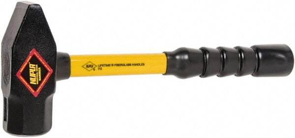 NUPLA - 4 Lb Head Forged Steel Cross Pein Hammer - 14" Fiberglass Handle, 1-3/4" Face Diam, 14" OAL - Makers Industrial Supply