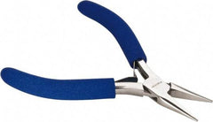 Aven - 4-1/2" OAL, 15/16" Jaw Length x 23/64" Jaw Width, Long Nose Chain Nose Pliers - Smooth Jaw, Standard Head, ESD Cushion Handles, with Spring - Makers Industrial Supply