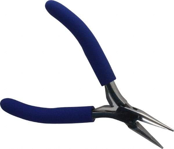 Aven - 4-1/2" OAL, 15/16" Jaw Length x 23/64" Jaw Width, Long Nose Chain Nose Pliers - Serrated Jaw, Standard Head, ESD Cushion Handles, with Spring - Makers Industrial Supply