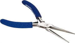 Aven - 5-3/4" OAL, 1-15/16" Jaw Length x 25/64" Jaw Width, Long Nose Needle Nose Pliers - Serrated Jaw, Standard Head, ESD Cushion Handles, with Spring - Makers Industrial Supply