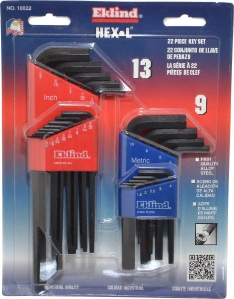 Eklind - 22 Piece L-Key Hex Key Set - Exact Industrial Supply