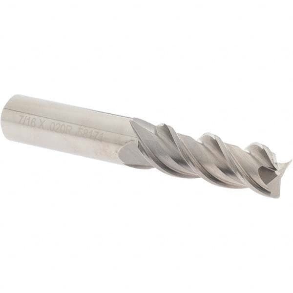 OSG - 7/16" Diam 3 Flute Solid Carbide 0.02" Corner Radius End Mill - Makers Industrial Supply