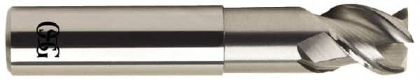 OSG - 1/4", 3 Flute, Single End, Solid Carbide, 0.06" Corner Radius End Mill - 2-1/2" OAL, 45° Helix, Right Hand Flute, 1/4" LOC, Right Hand Cut, 1-1/8" Extended Reach - Makers Industrial Supply