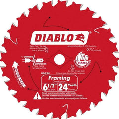 Freud - 6-1/2" Diam, 5/8" Arbor Hole Diam, 24 Tooth Wet & Dry Cut Saw Blade - Carbide-Tipped, Standard Round Arbor - Makers Industrial Supply