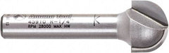 Amana Tool - 1/2" Cut Diam, 3/8" Length of Cut, 2 Flute Core Box Edge Profile Router Bit - Carbide-Tipped, 1/4" Shank Diam, 1-1/2" OAL, Uncoated - Makers Industrial Supply