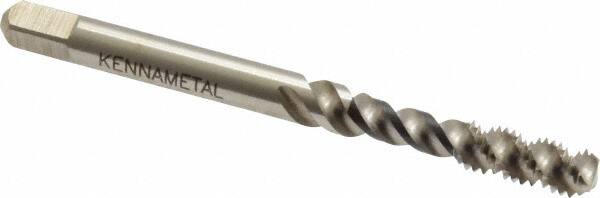 Kennametal - M5x0.80 Metric Coarse 3 Flute 6H Bottoming Spiral Flute Tap - Vanadium High Speed Steel, Bright Finish, 2.38" OAL, Right Hand Flute, Right Hand Thread, D4 - Makers Industrial Supply