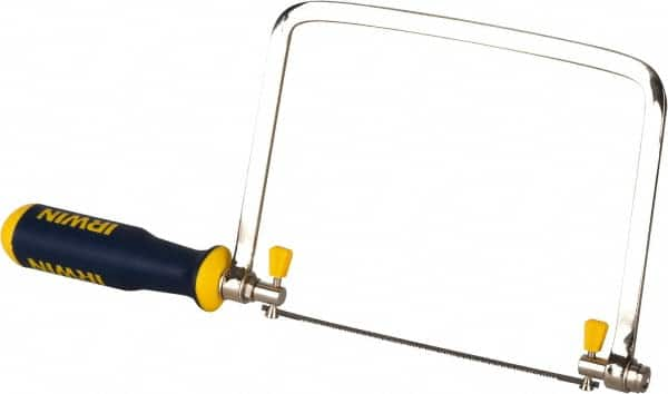 Irwin - 6-1/2" HSS Blade Coping Saw - 2-Part Polymer Handle, Triangular ProTouch, 13-3/16" OAL, 5-1/2" Throat Depth - Makers Industrial Supply