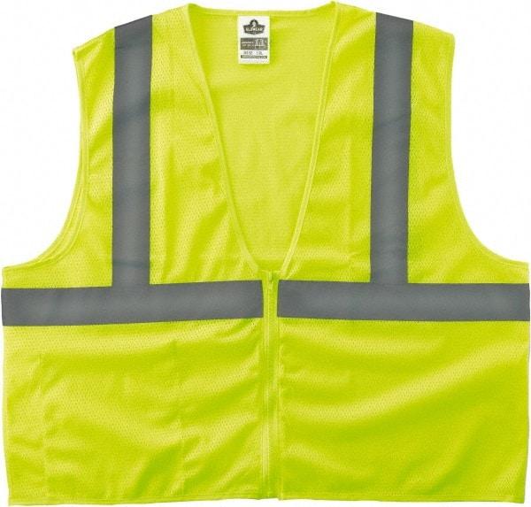 Ergodyne - Size S/M High Visibility Lime Mesh General Purpose Vest - 36 to 44" Chest, ANSI/ISEA 107, Zipper Closure, 1 Pocket, Polyester - Makers Industrial Supply