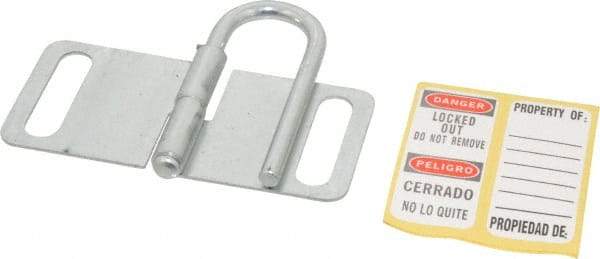 Master Lock - Single Jaw, 1" Jaw Diam, 4 PadLocks, Steel Lockout Hasp - Fold-Over with Slot, 3-1/4" Long, Silver - Makers Industrial Supply