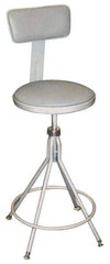 NPS - 16.8" Wide x 16.8" Deep x 24 to 28" High, Fixed Base, Adjustable Height Swivel Stool - Vinyl Seat, Gray - Makers Industrial Supply