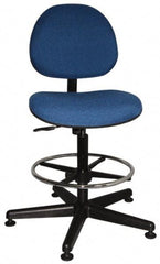 Bevco - Swivel Stool - 18" Wide x 18" Deep, Woven Fabric Seat, Blue - Makers Industrial Supply